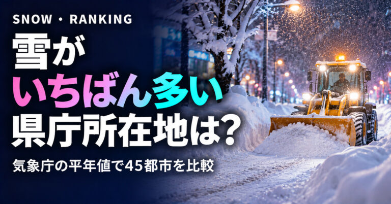 雪の多い都市ランキング 県庁所在地の年間降雪量