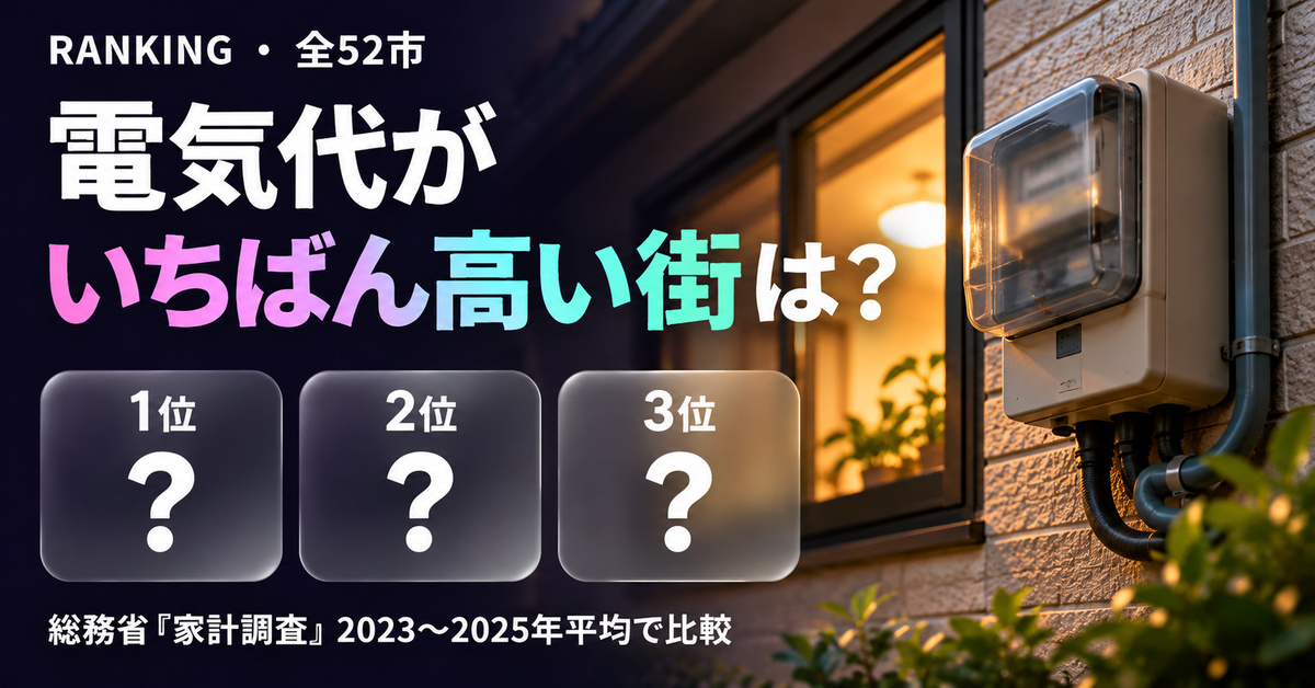 電気代が高い都市ランキング【家計調査】全52市